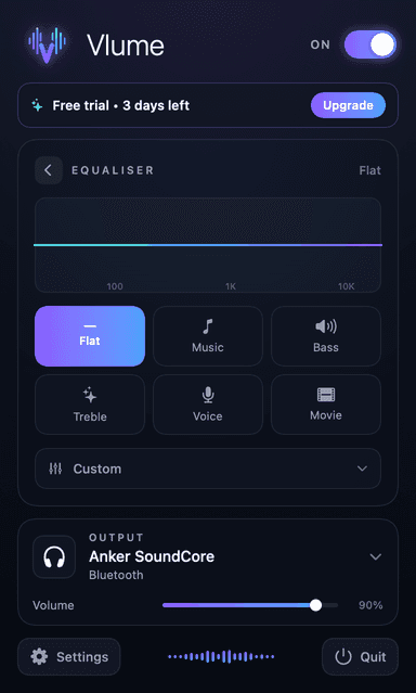 Vlume equaliser